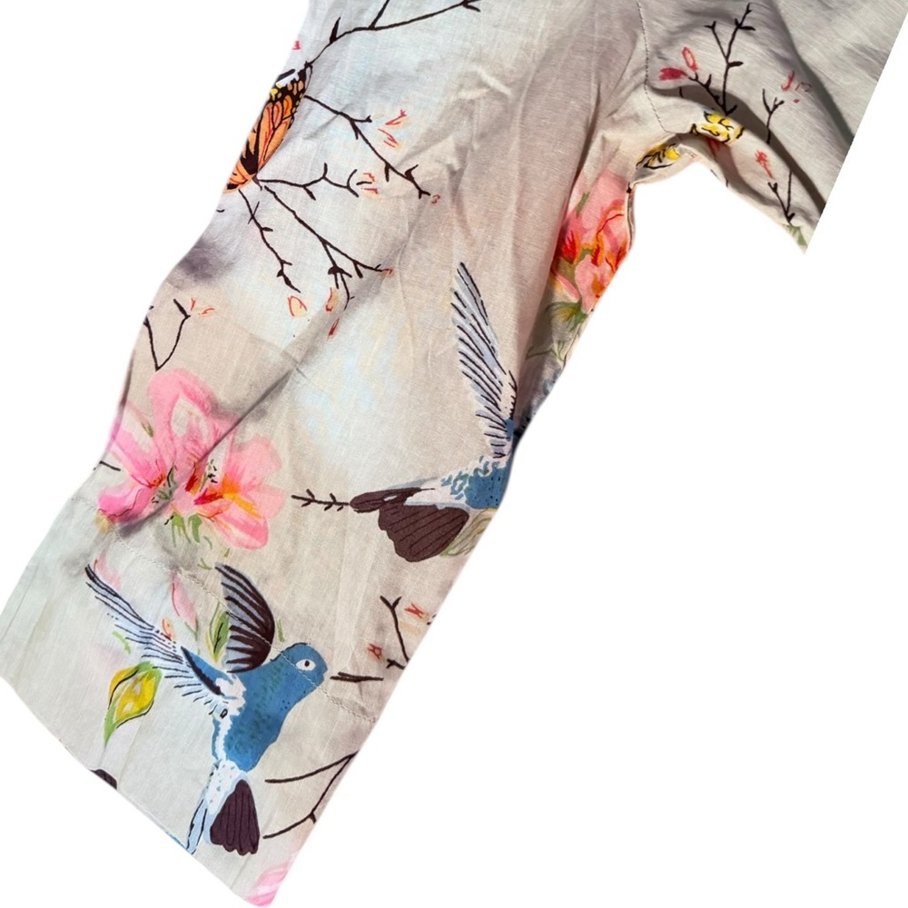 LA CERA 100% Cotton Voile Lined Hummingbird Caftan - Picture 6 of 14